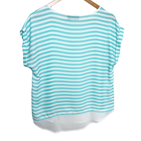 A.n.a Women's Vintage Striped Short Sleeve Oversized Crewneck Lightweight Blouse - Picture 9 of 16